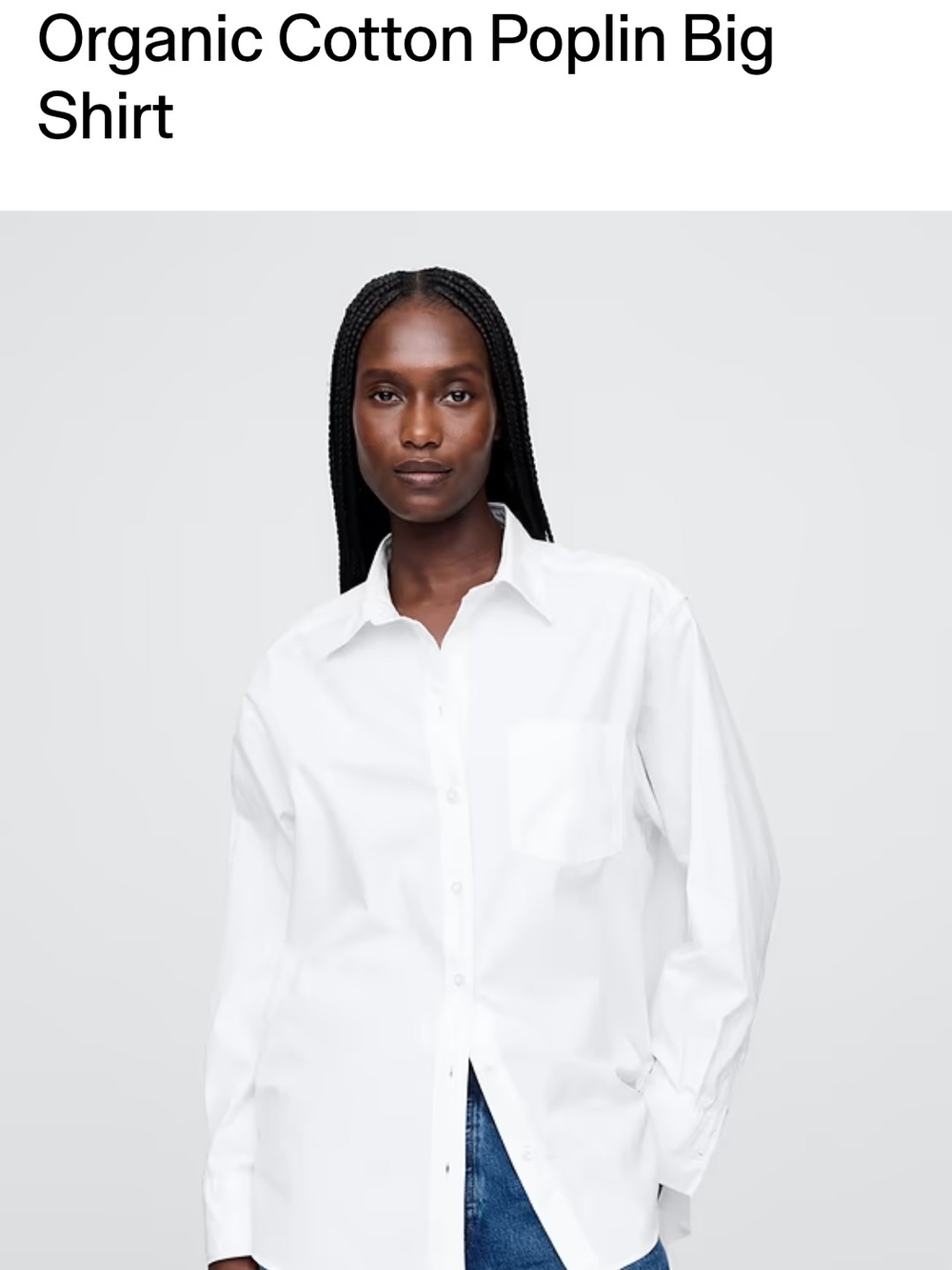 GAP Poplin Big Shirt - White Long-Sleeve
